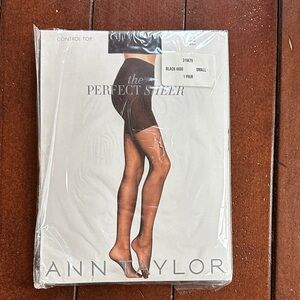 NWT NIP Ann Taylor Black Sheer Control Top Hosiery